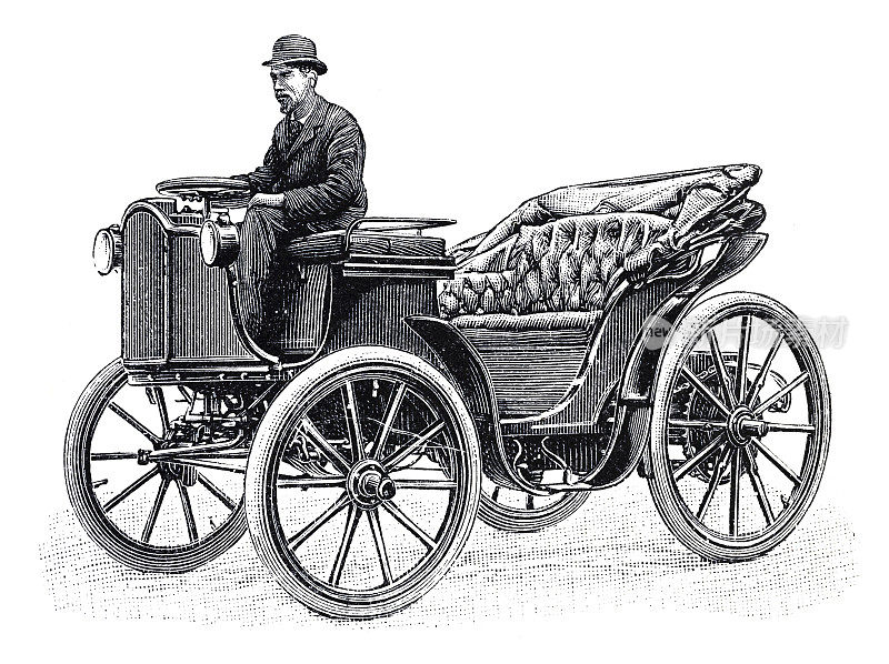 老式出租车由Jeantaud 1897插图